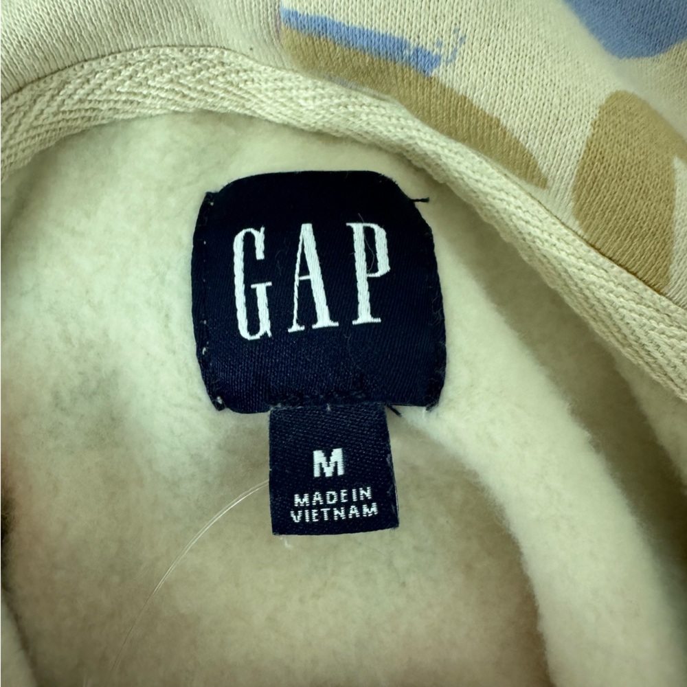 Gap Hoodie Sweatshirt Pullover Sweater Floral Print Neon Graffiti Cream Fleece - Picture 7 of 7